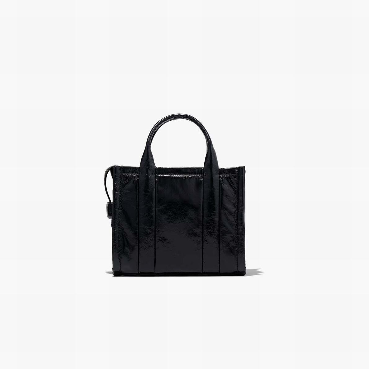 Women Marc Jacobs Shiny Crinkle Mini Tote Bags Black | UK MJ8014-R52