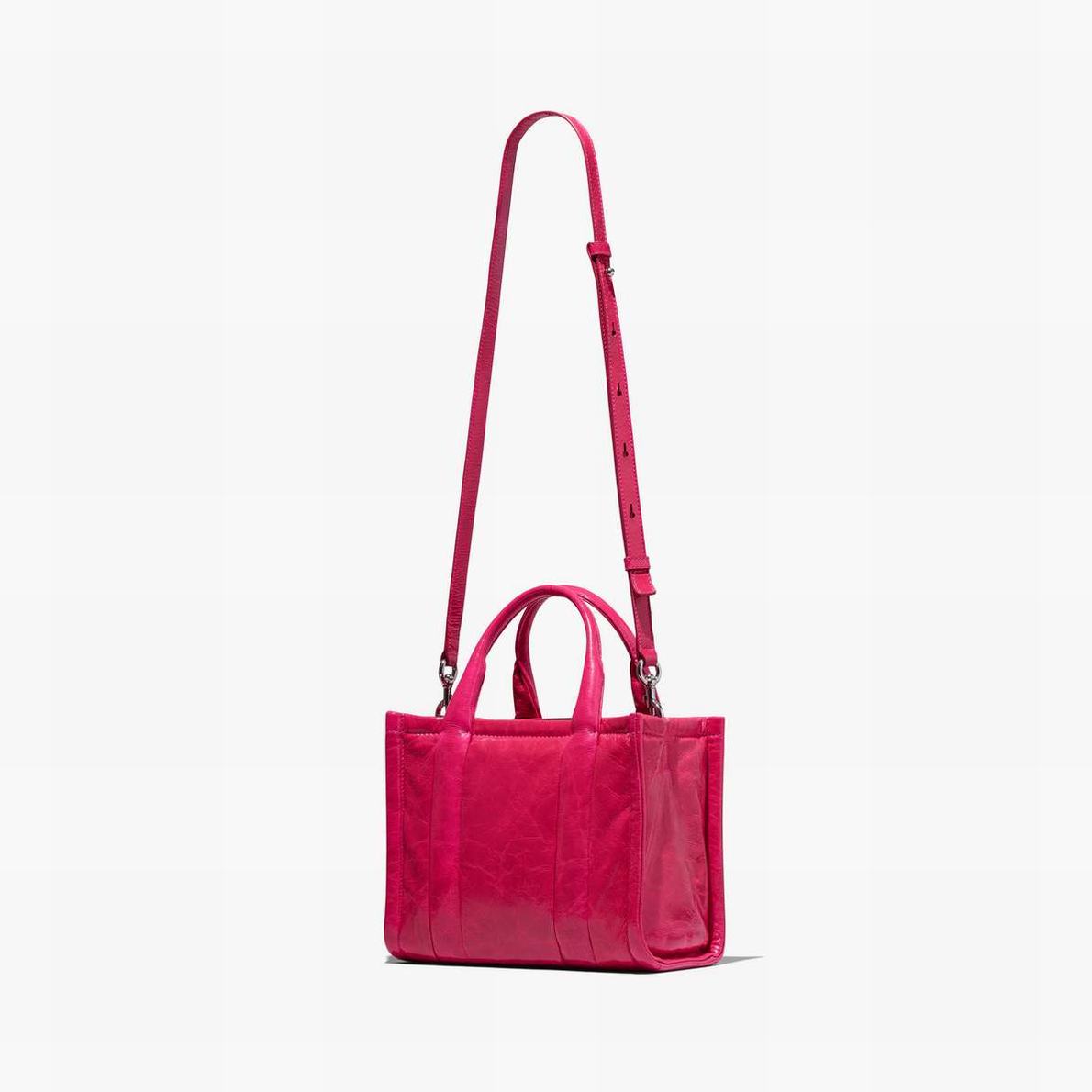 Women Marc Jacobs Shiny Crinkle Mini Tote Bags Red | UK MJ9073-Y16