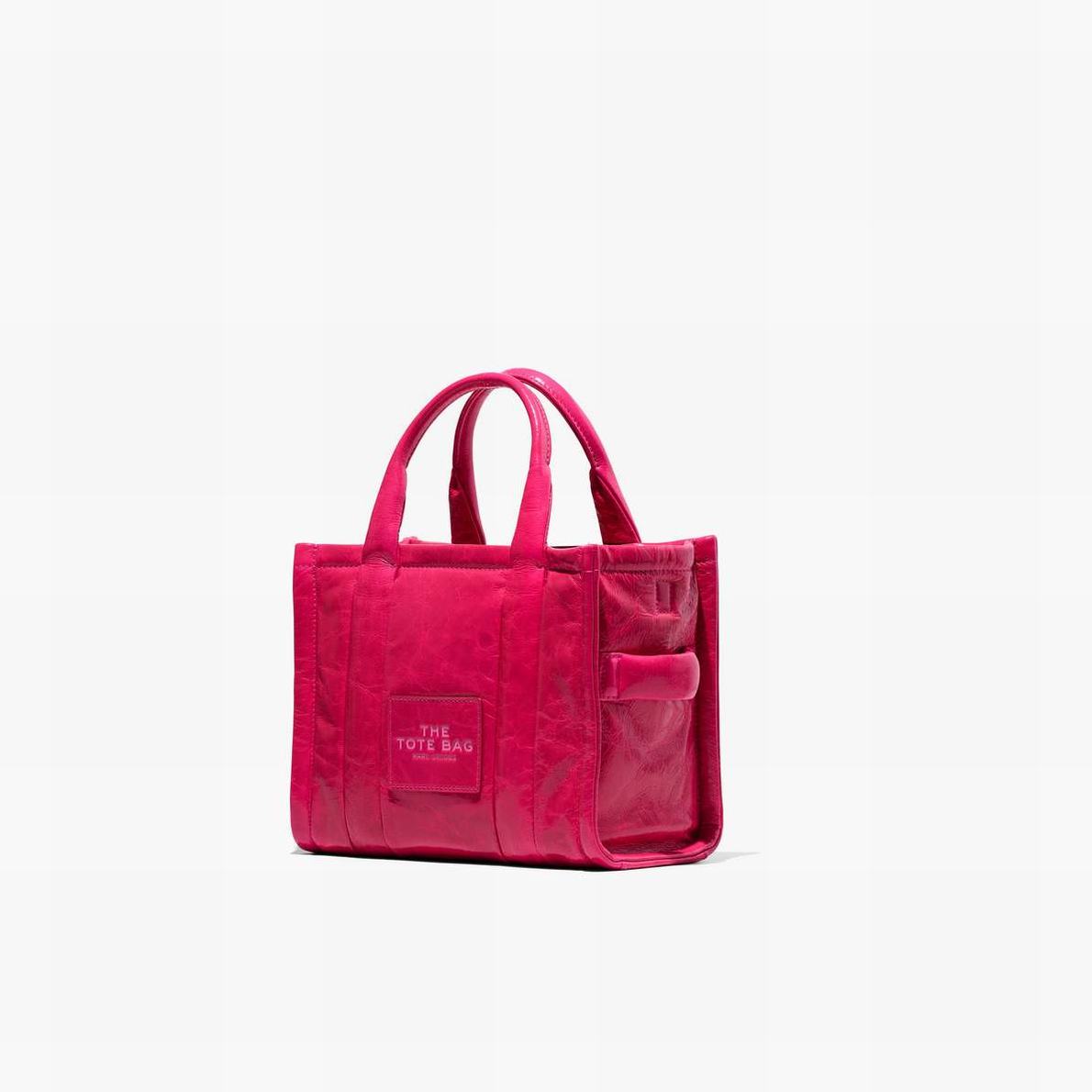 Women Marc Jacobs Shiny Crinkle Mini Tote Bags Red | UK MJ9073-Y16