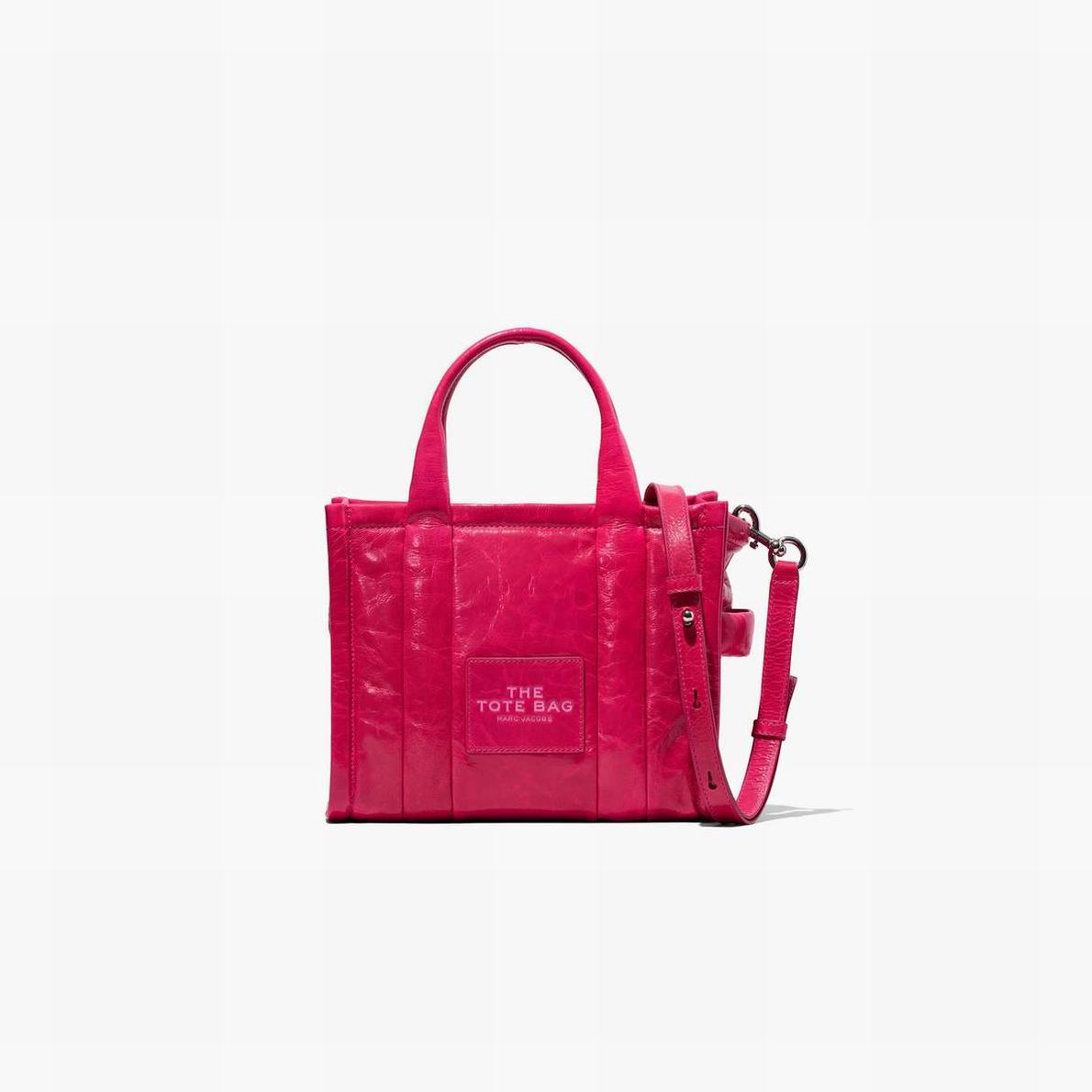 Women Marc Jacobs Shiny Crinkle Mini Tote Bags Red | UK MJ9073-Y16