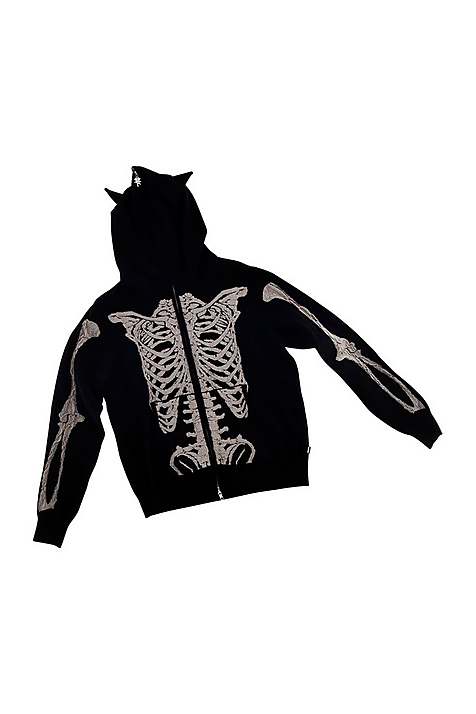 Women Marc Jacobs Skeleton Knit Hoodie Black | UK MJ7946-V95