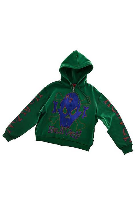 Women Marc Jacobs Skull Zip Up Hoodie Dark Green | UK MJ5802-Q06