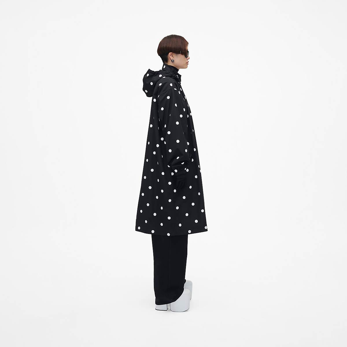 Women Marc Jacobs Spots Long Windbreaker Jackets Black / White | UK MJ8370-P38