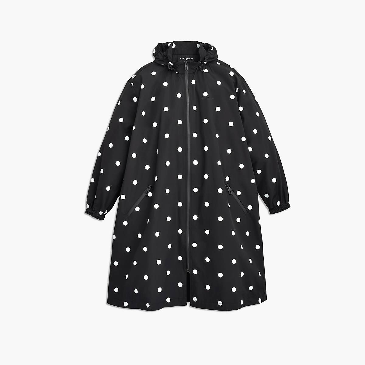 Women Marc Jacobs Spots Long Windbreaker Jackets Black / White | UK MJ8370-P38