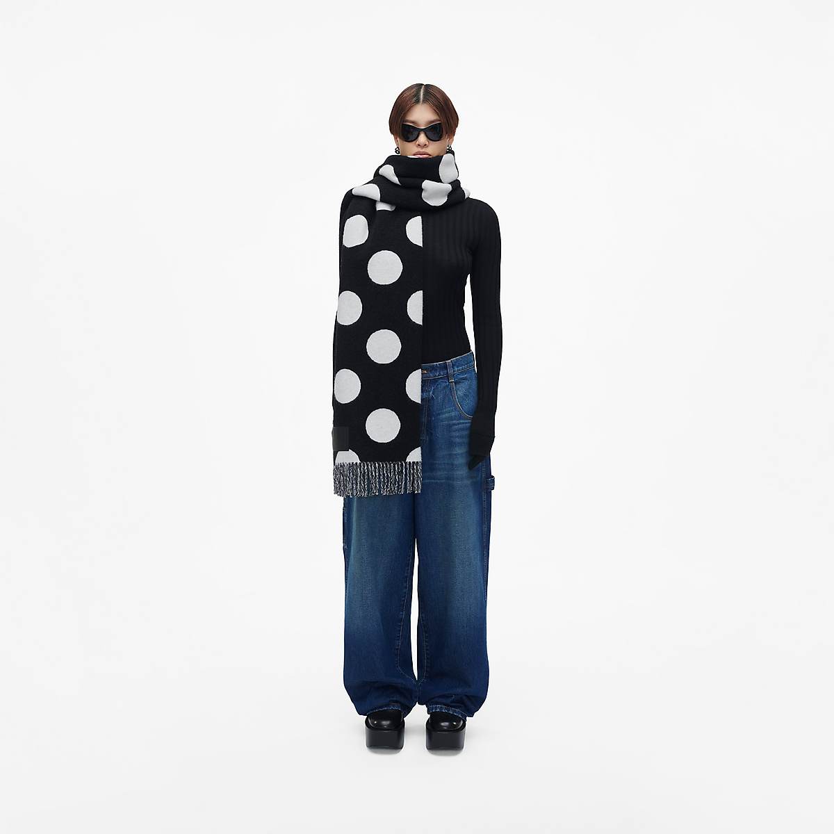 Women Marc Jacobs Spots Scarves Black / White | UK MJ0615-D07