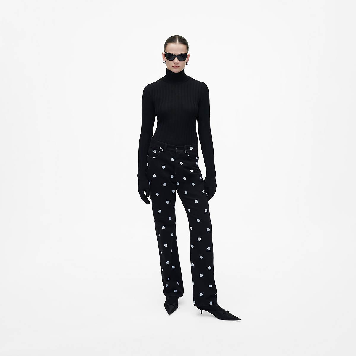 Women Marc Jacobs Spots Straight Jeans Black / White | UK MJ9421-O14