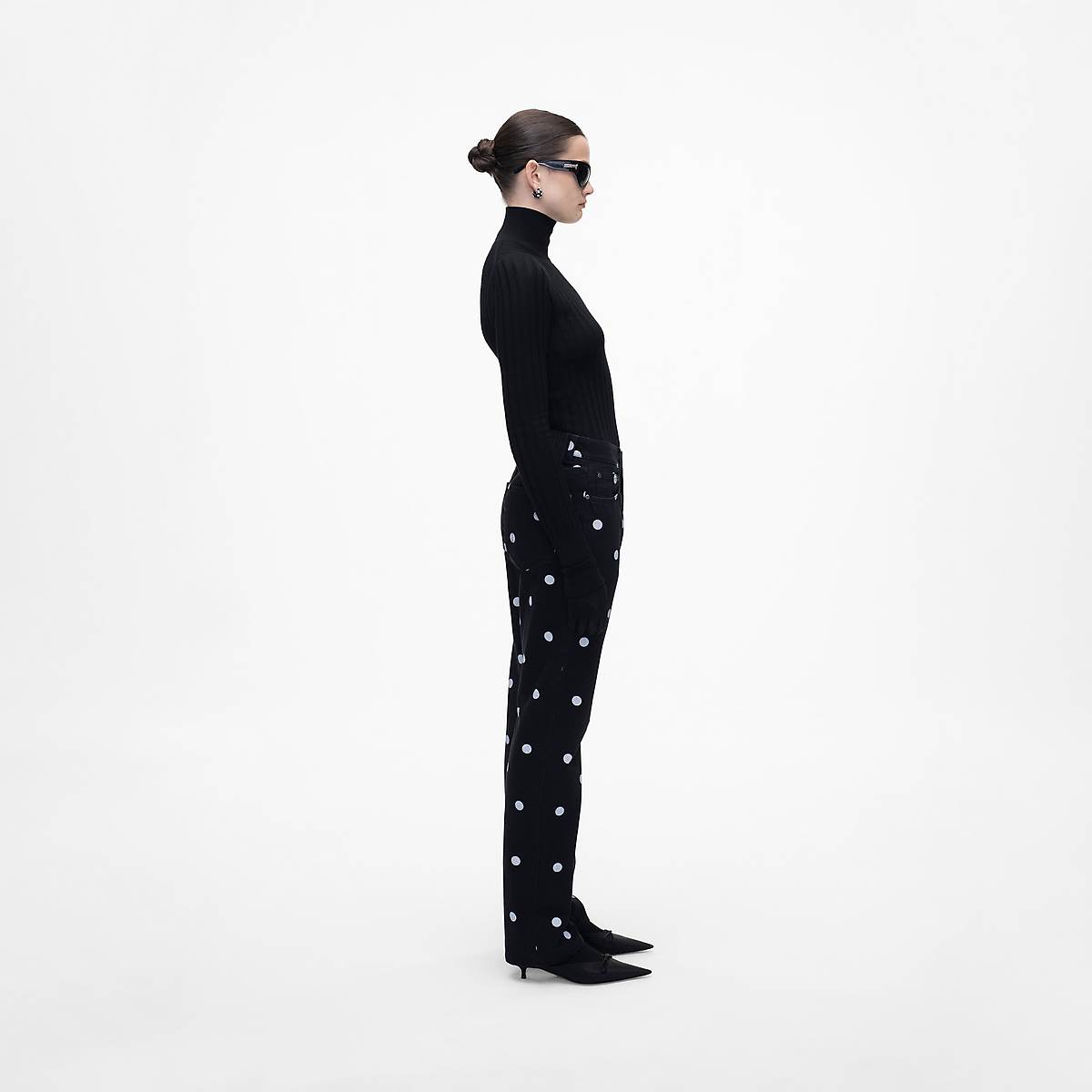 Women Marc Jacobs Spots Straight Jeans Black / White | UK MJ9421-O14