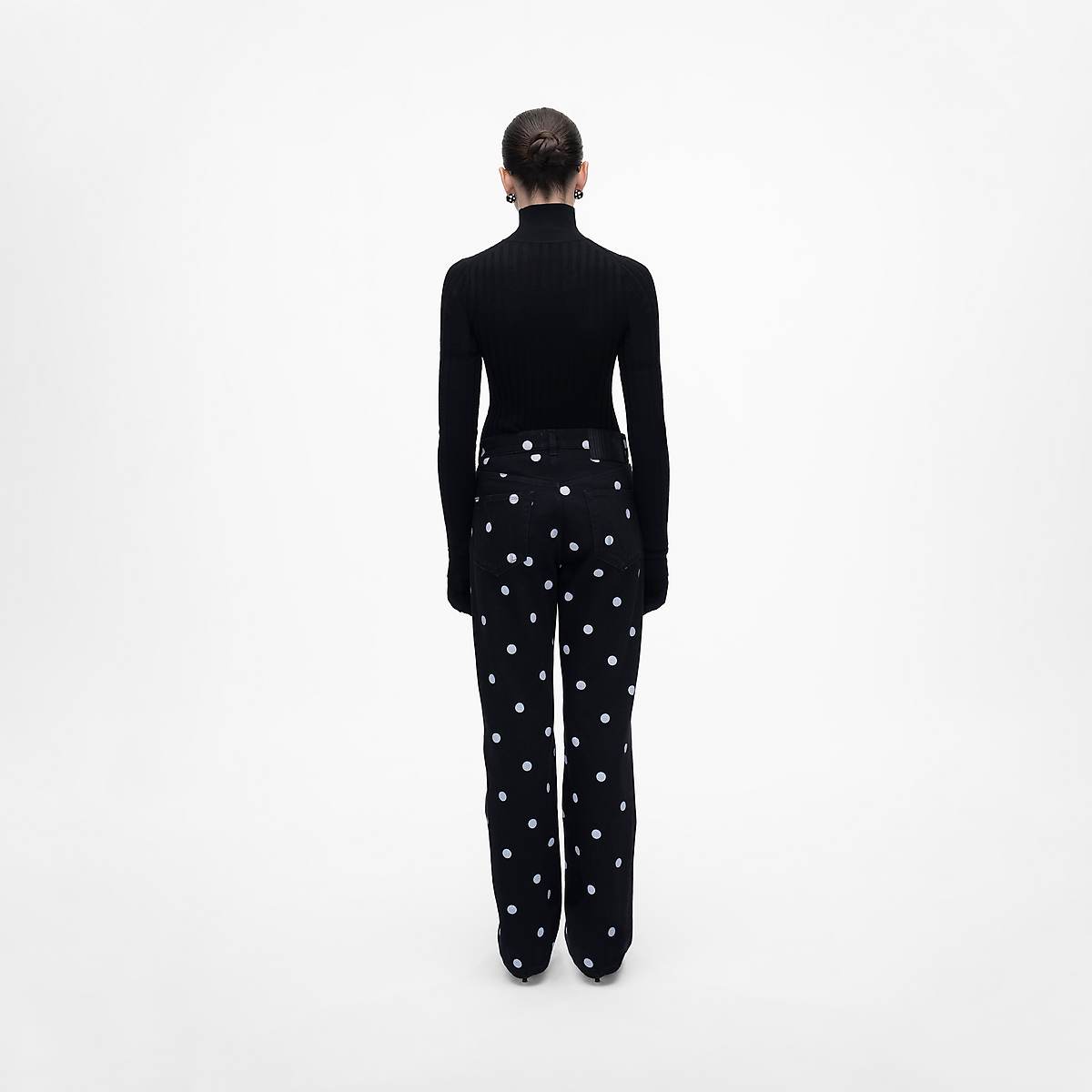 Women Marc Jacobs Spots Straight Jeans Black / White | UK MJ9421-O14