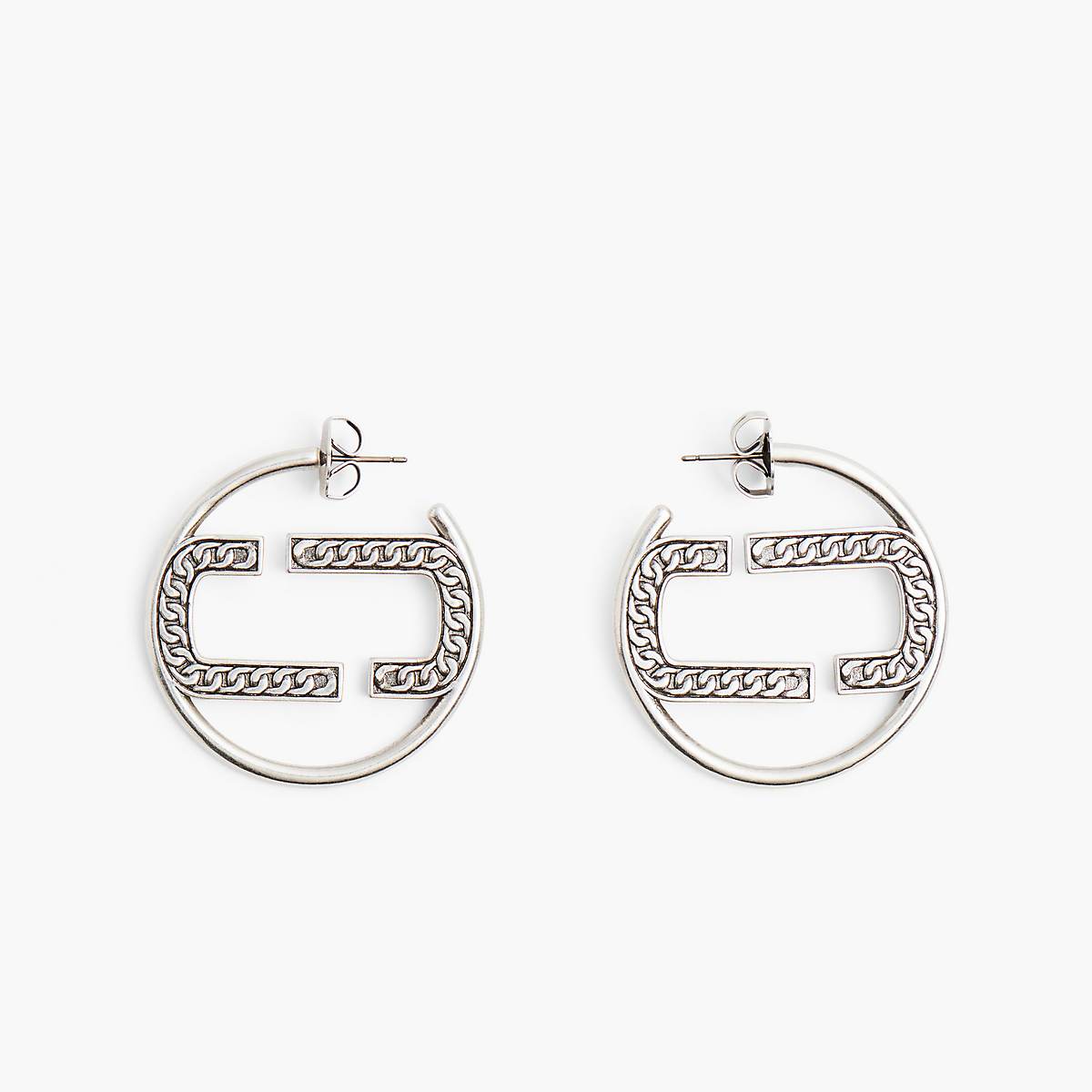 Women Marc Jacobs St. Marc Hoops Earrings Light Silver | UK MJ4260-Z79