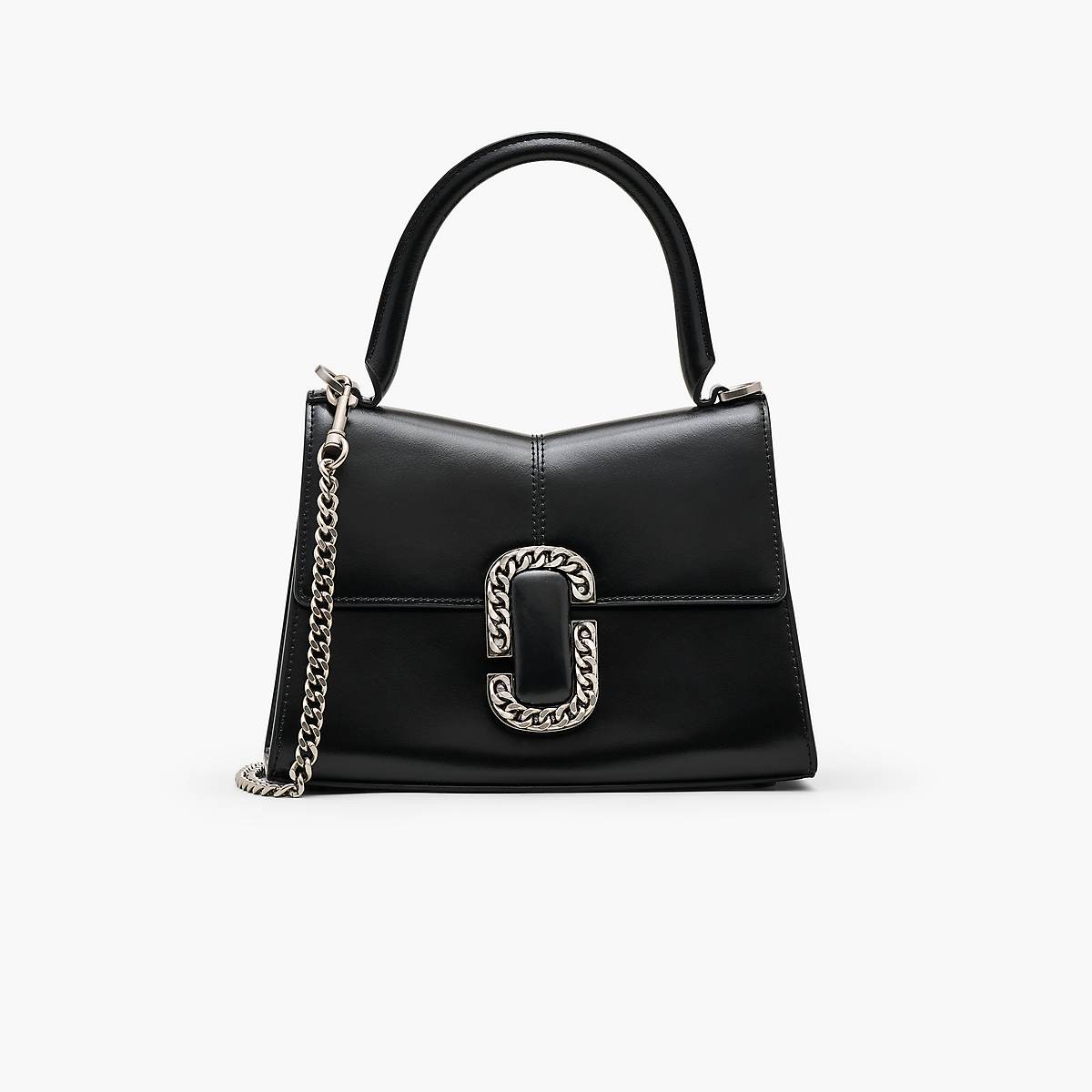 Women Marc Jacobs St. Marc Top Handle Handbag Black / Silver | UK MJ4783-M84