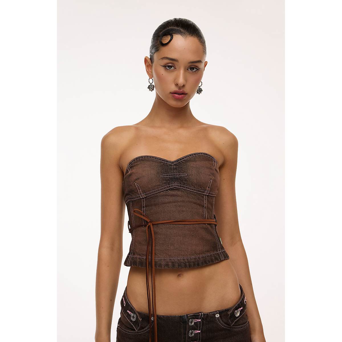 Women Marc Jacobs Strapless Bustier Tops Brown | UK MJ3762-X23