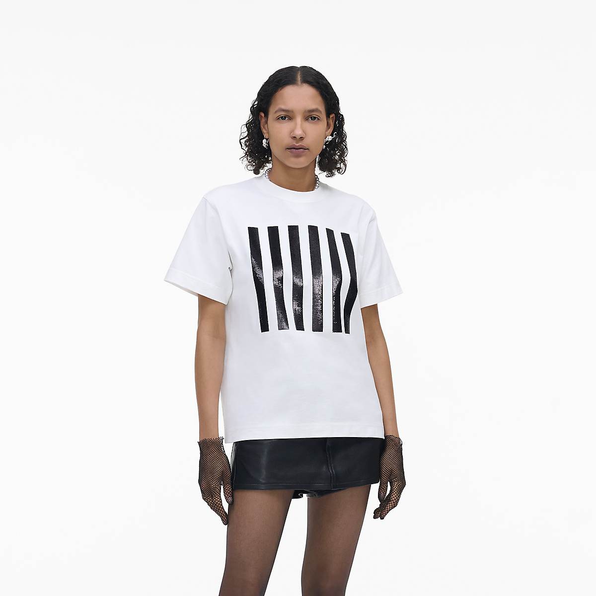 Women Marc Jacobs Stripe Box Tee T-Shirt White | UK MJ4806-Z23