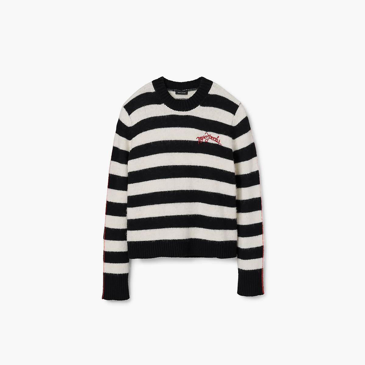 Women Marc Jacobs Striped Brushed Logo Sweaters Black / White | UK MJ7368-K89