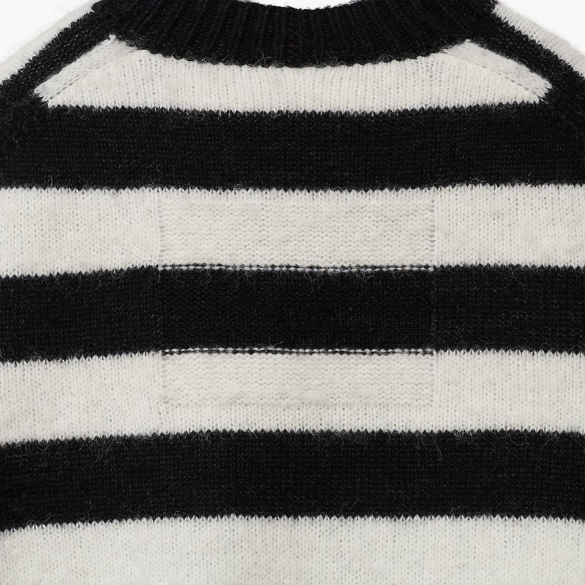 Women Marc Jacobs Striped Brushed Logo Sweaters Black / White | UK MJ7368-K89