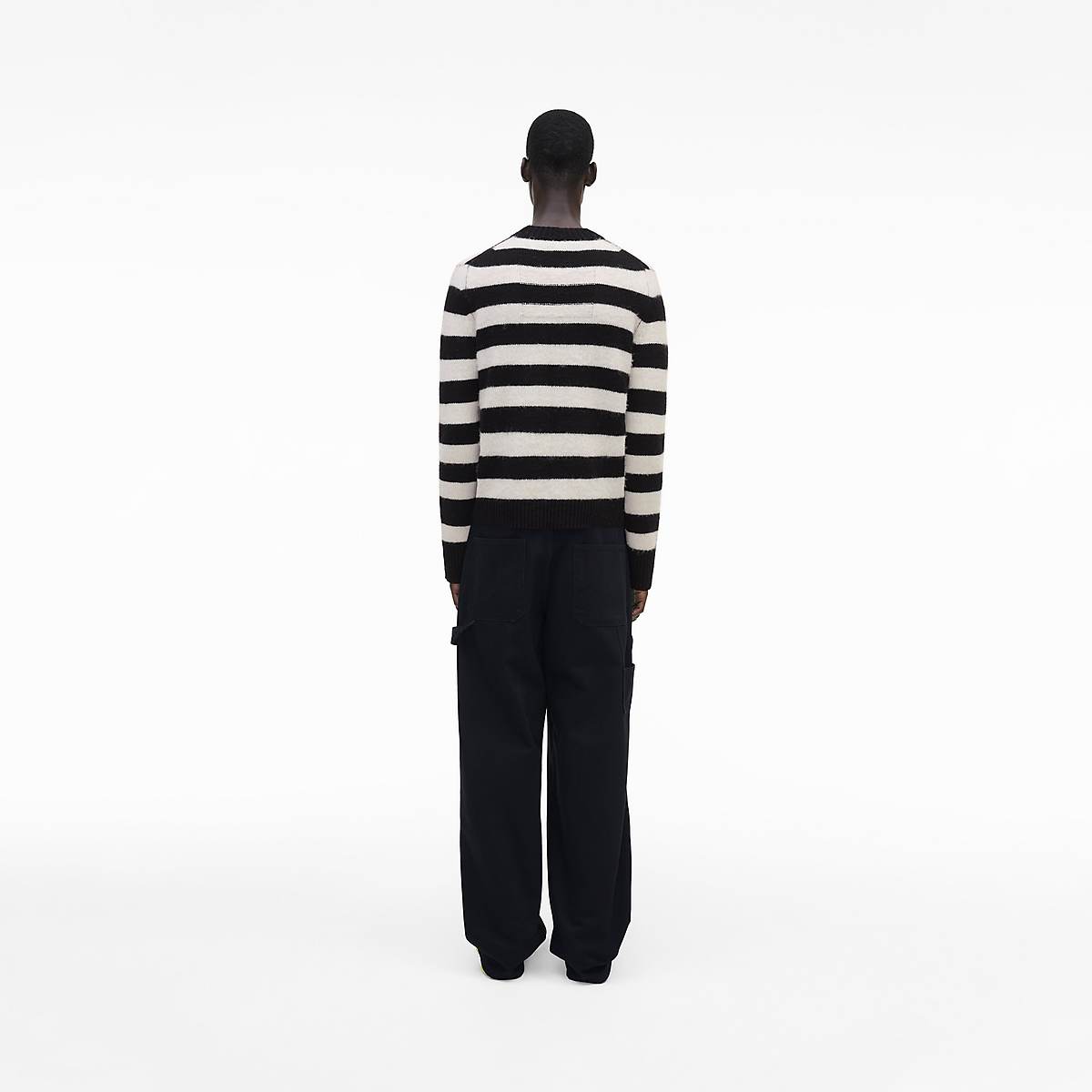 Women Marc Jacobs Striped Brushed Logo Sweaters Black / White | UK MJ7368-K89