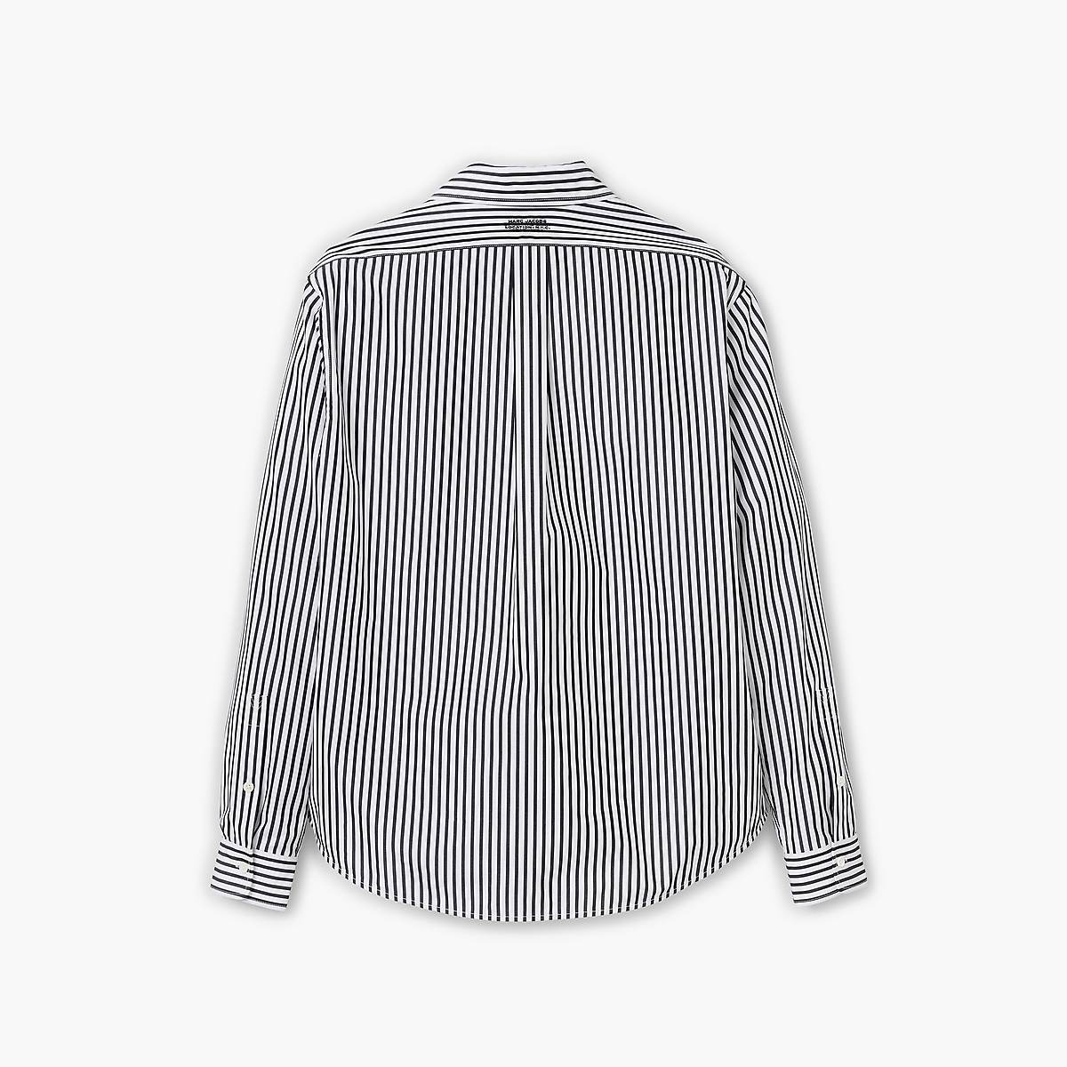 Women Marc Jacobs Striped Shirts Black / White | UK MJ6291-H70