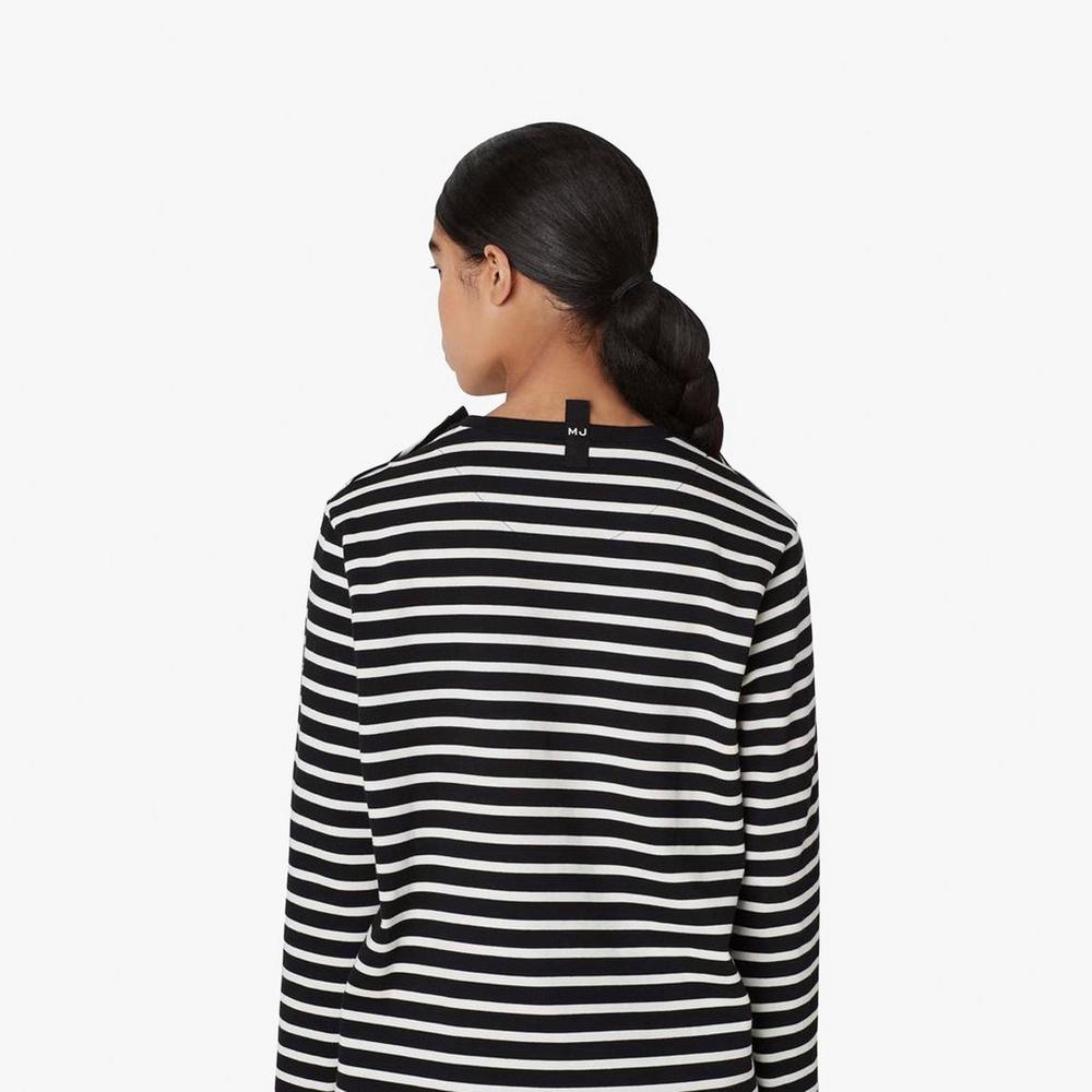 Women Marc Jacobs Striped T-Shirt Black | UK MJ3901-P02