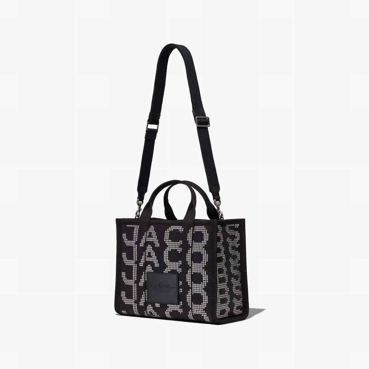 Women Marc Jacobs Studded Monogram Medium Tote Bags Black | UK MJ7219-E38