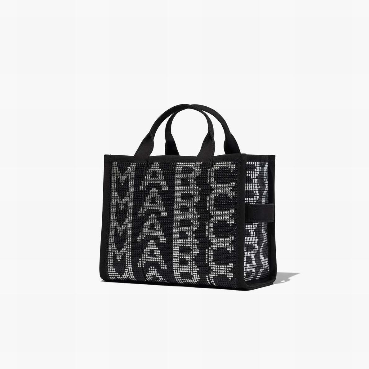 Women Marc Jacobs Studded Monogram Medium Tote Bags Black | UK MJ7219-E38