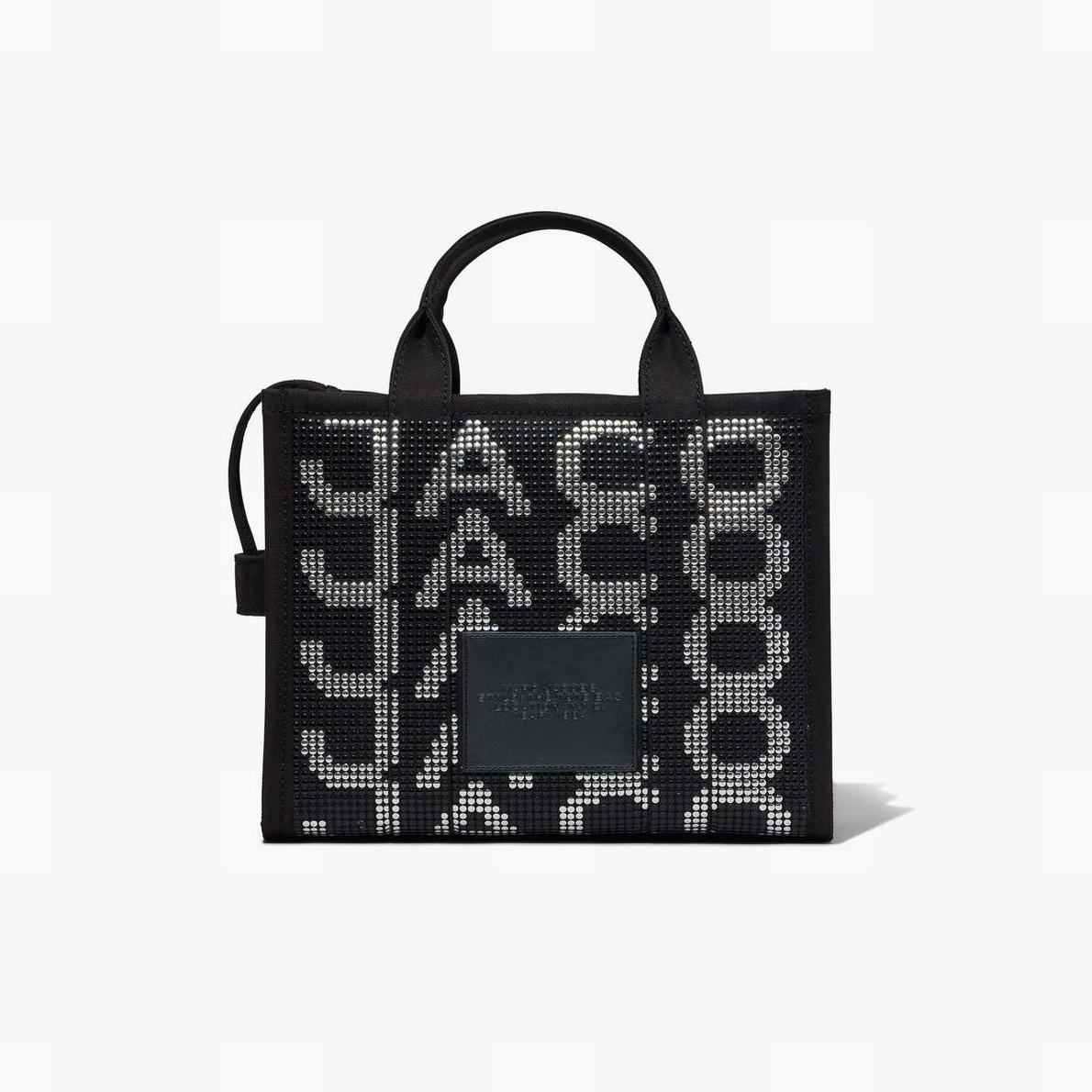 Women Marc Jacobs Studded Monogram Medium Tote Bags Black | UK MJ7219-E38