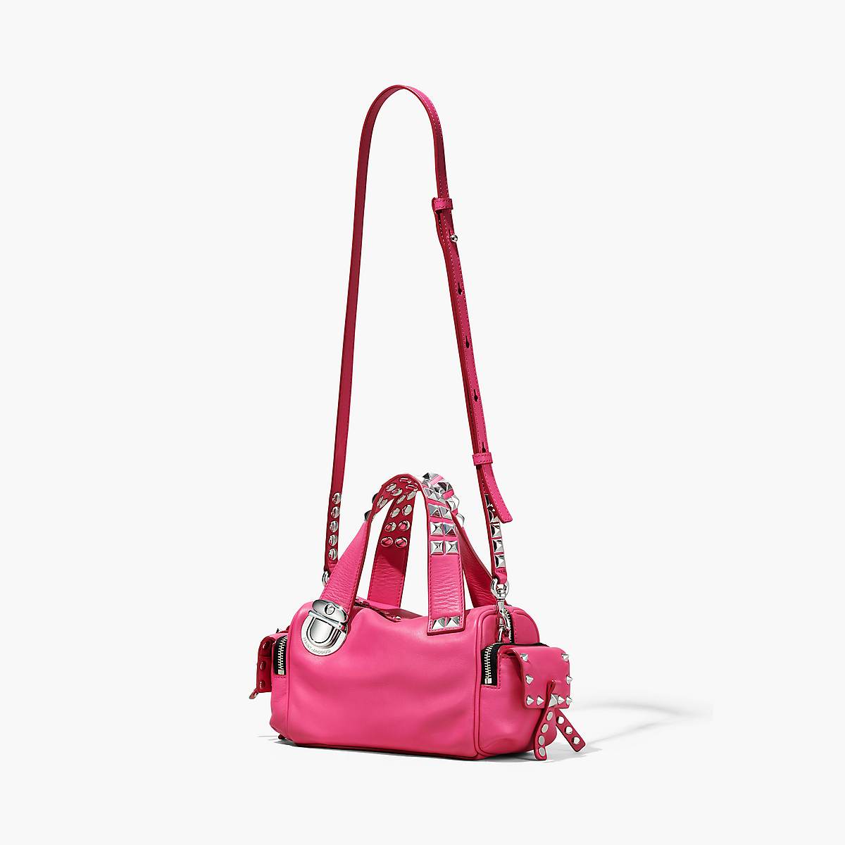 Women Marc Jacobs Studded Pushlock Mini Satchel Bags Pink | UK MJ3186-N83