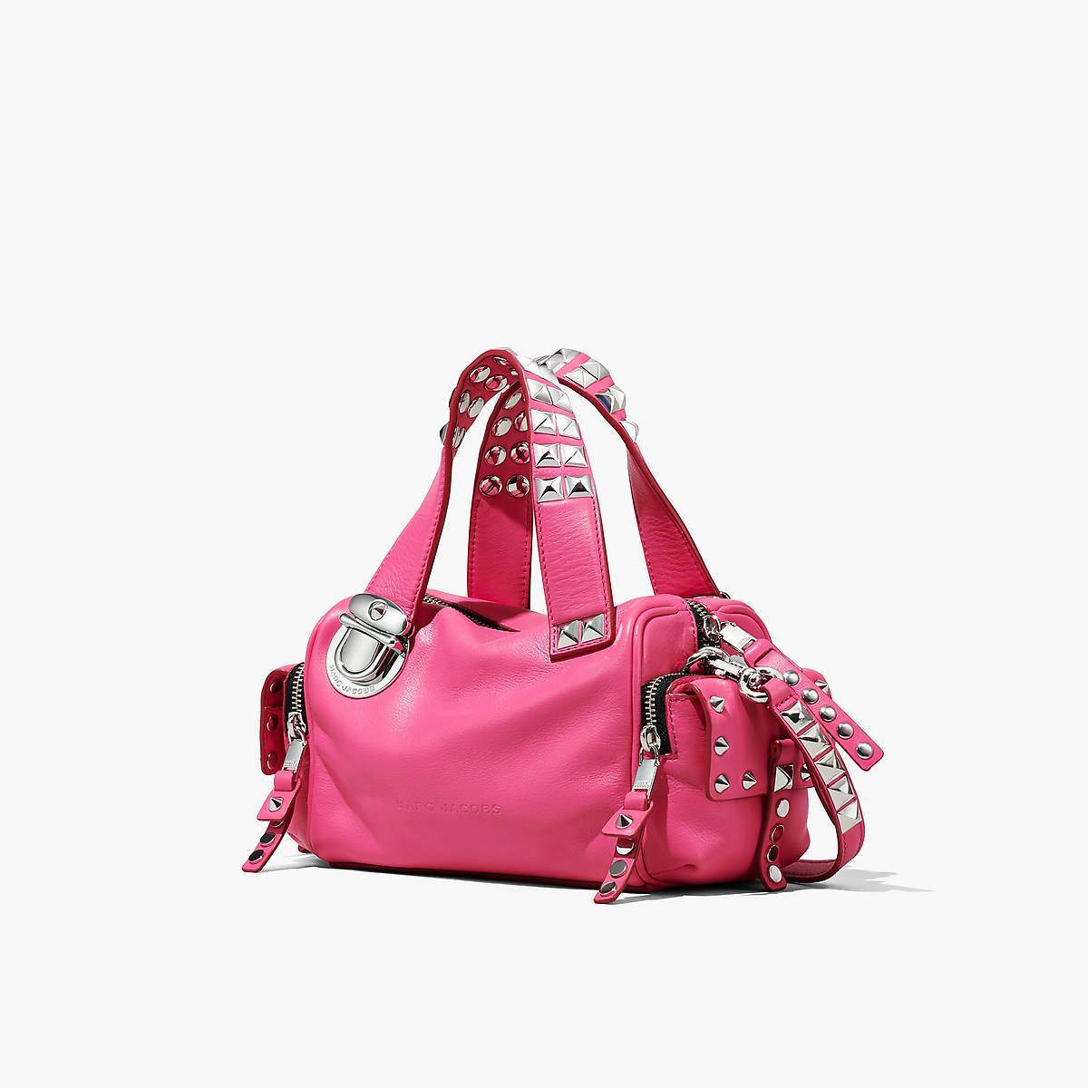 Women Marc Jacobs Studded Pushlock Mini Satchel Bags Pink | UK MJ3186-N83