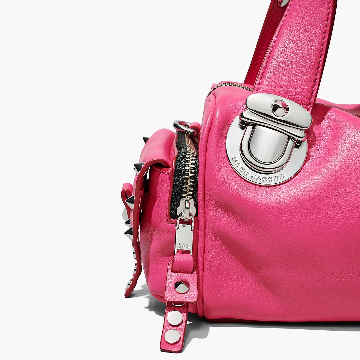 Women Marc Jacobs Studded Pushlock Mini Satchel Bags Pink | UK MJ3186-N83