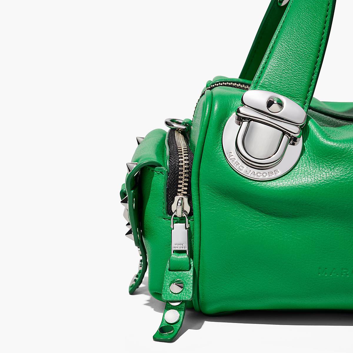 Women Marc Jacobs Studded Pushlock Mini Satchel Bags Green | UK MJ9145-M37