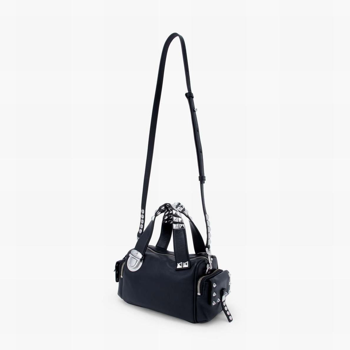 Women Marc Jacobs Studded Pushlock Mini Satchel Bags Black | UK MJ0253-Q15