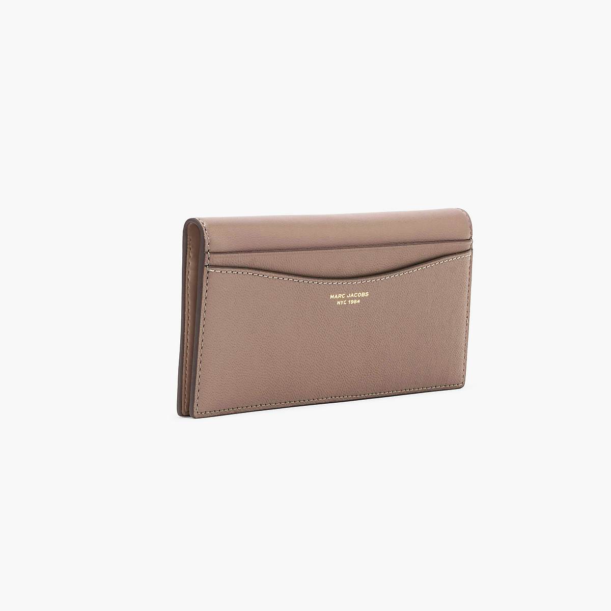 Women Marc Jacobs THE LEATHER SLIM 84 BIFOLD WALLET Wallets Light Grey | UK MJ1825-Q59