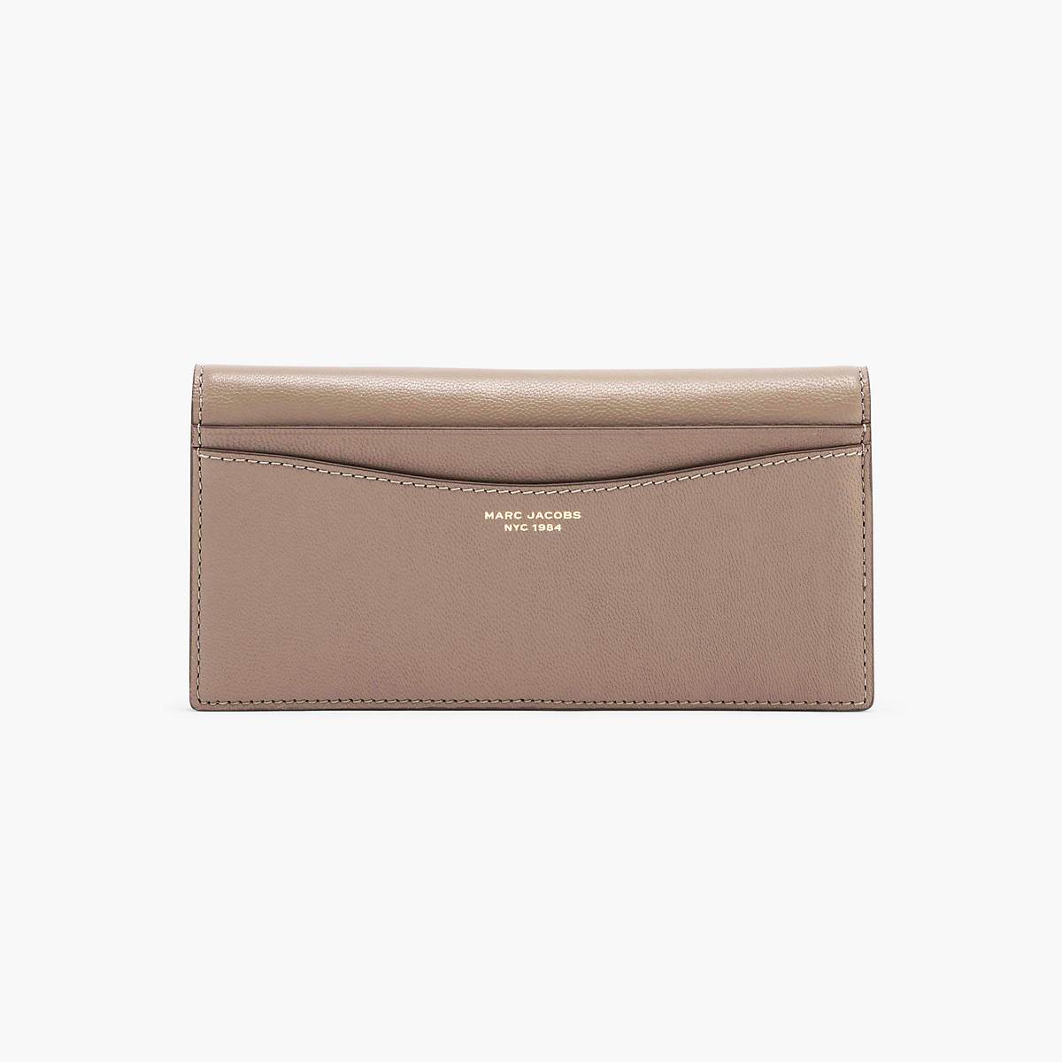 Women Marc Jacobs THE LEATHER SLIM 84 BIFOLD WALLET Wallets Light Grey | UK MJ1825-Q59