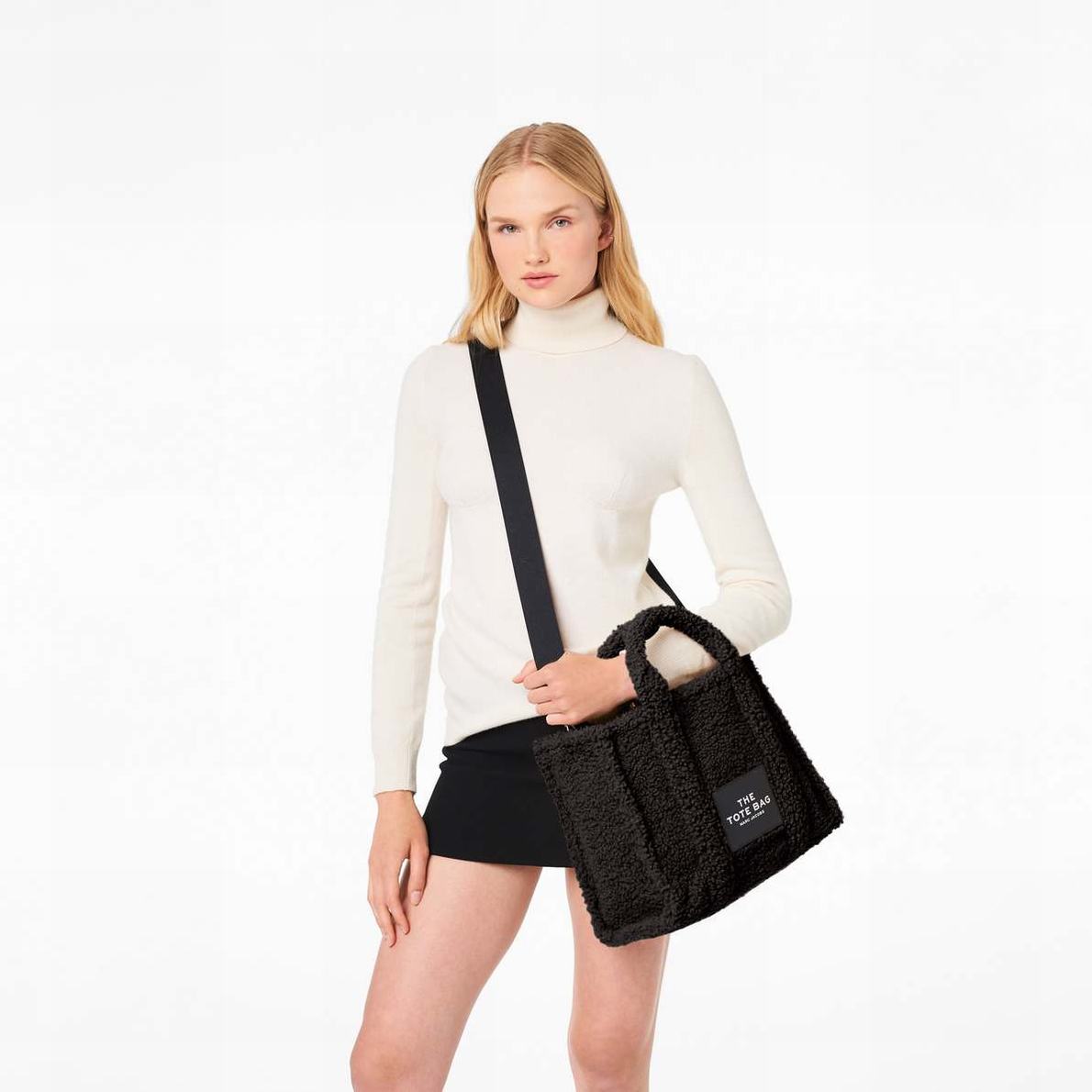 Women Marc Jacobs Teddy Medium Tote Bags Black | UK MJ7950-E15