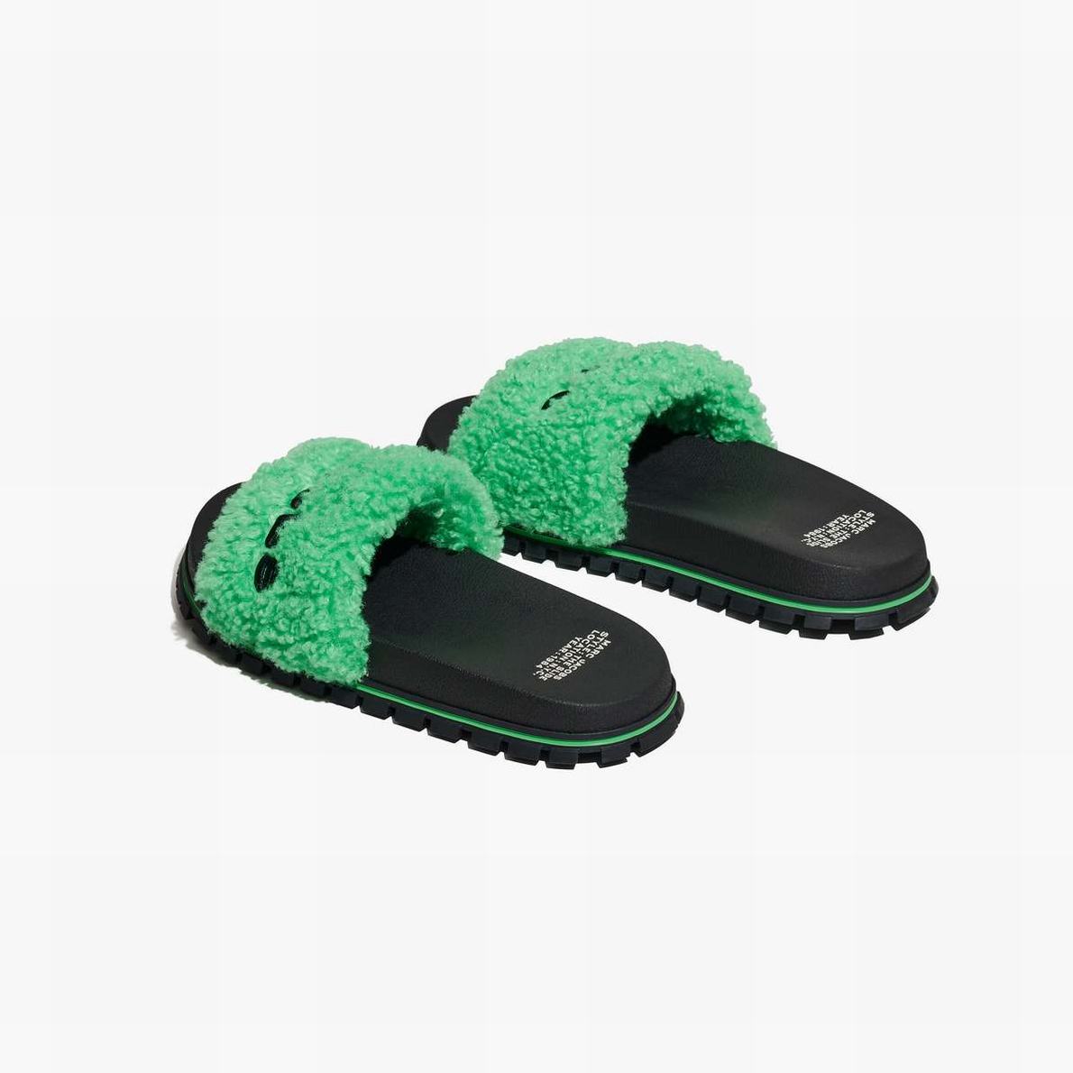 Women Marc Jacobs Teddy Slides Green | UK MJ9148-K34