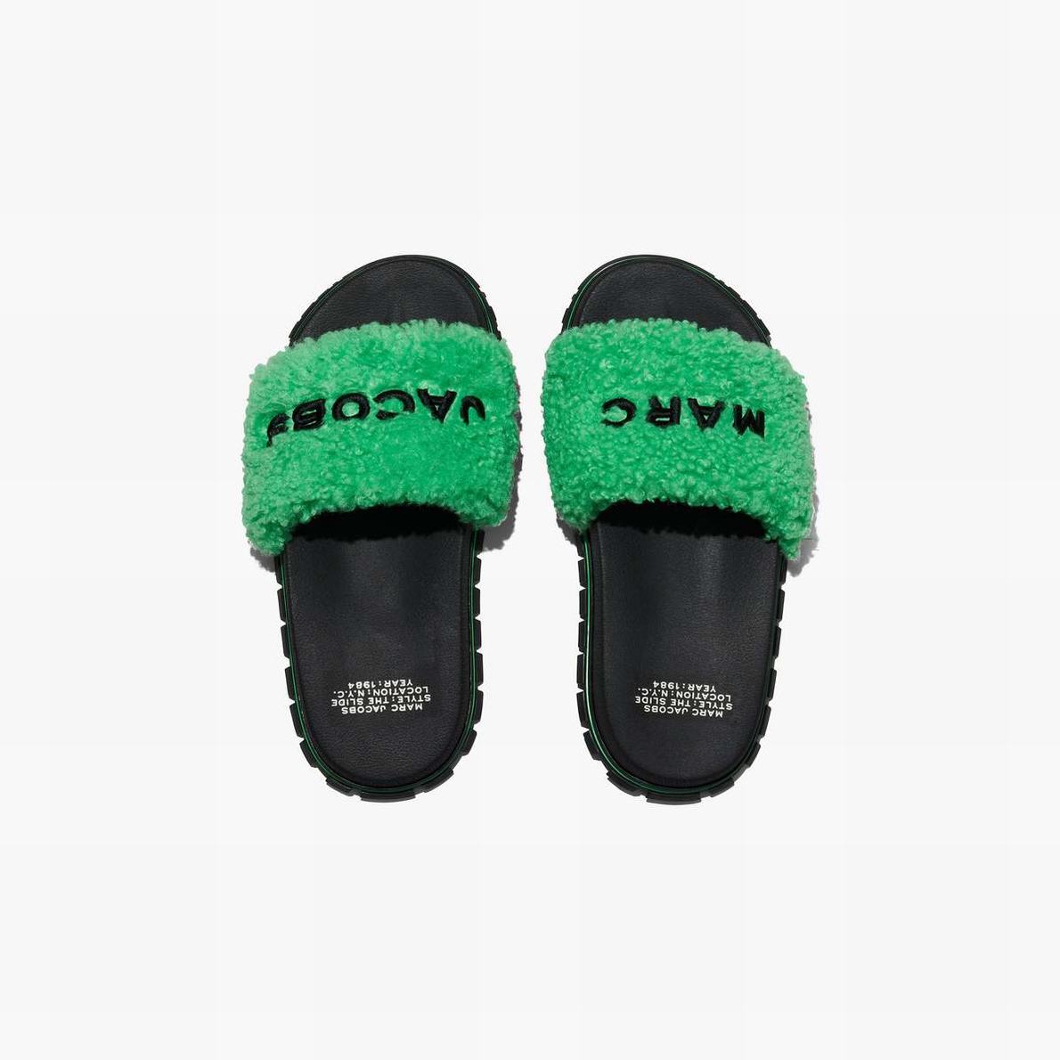 Women Marc Jacobs Teddy Slides Green | UK MJ9148-K34