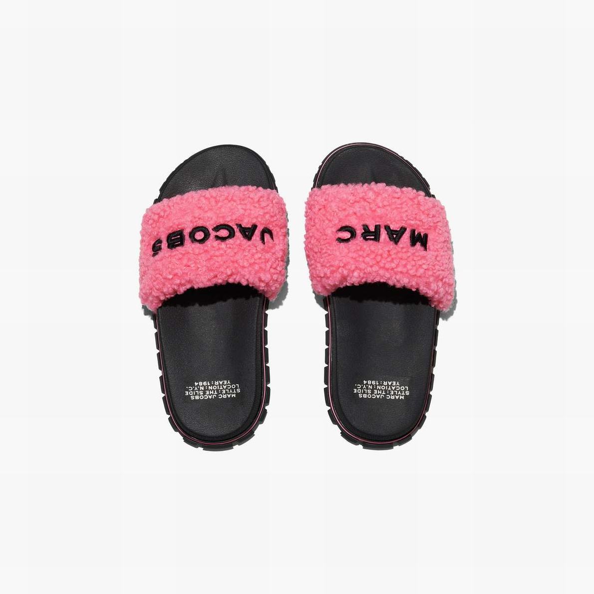 Women Marc Jacobs Teddy Slides Pink | UK MJ9527-Z57