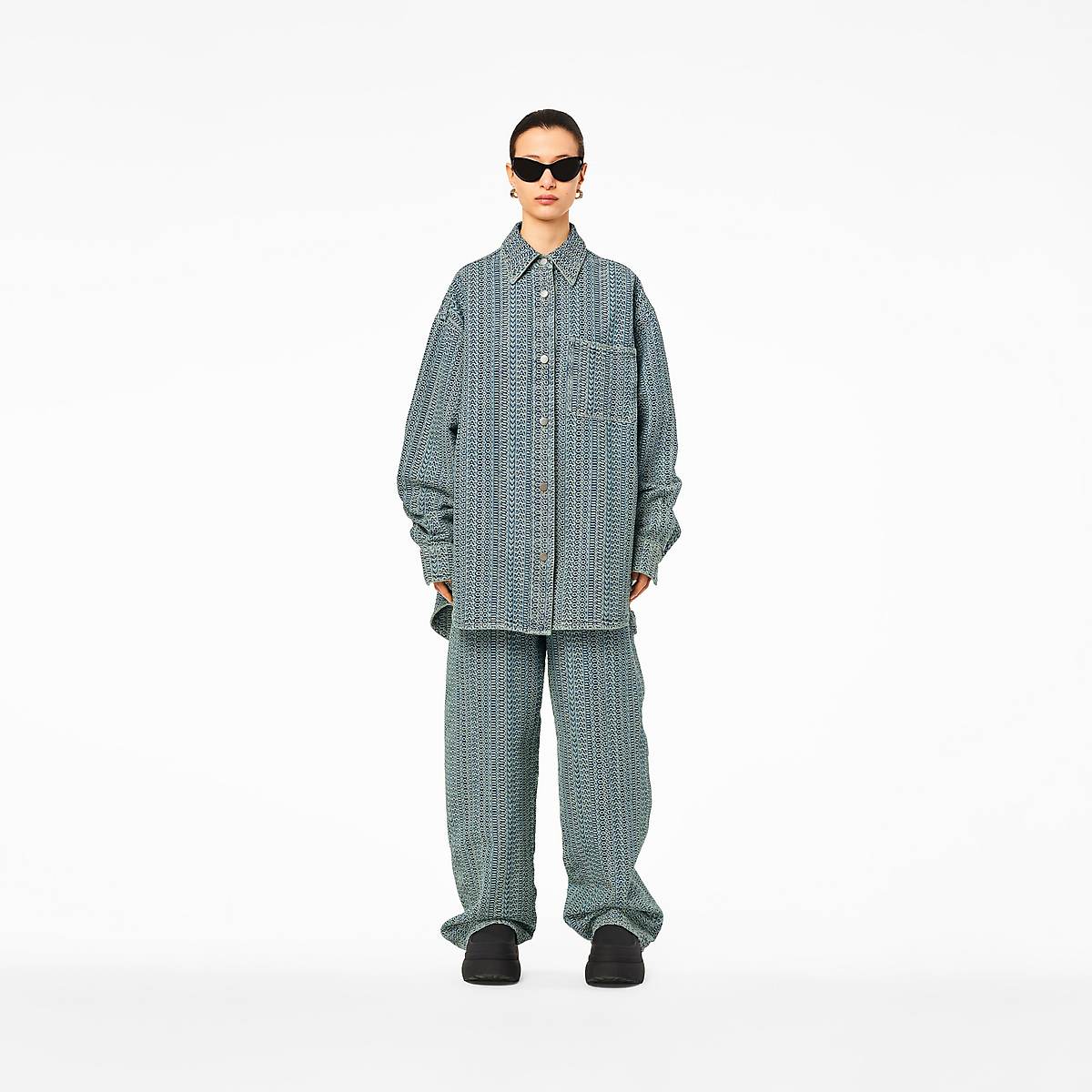 Women Marc Jacobs Washed Monogram Denim Big Shirts Blue | UK MJ3674-X09