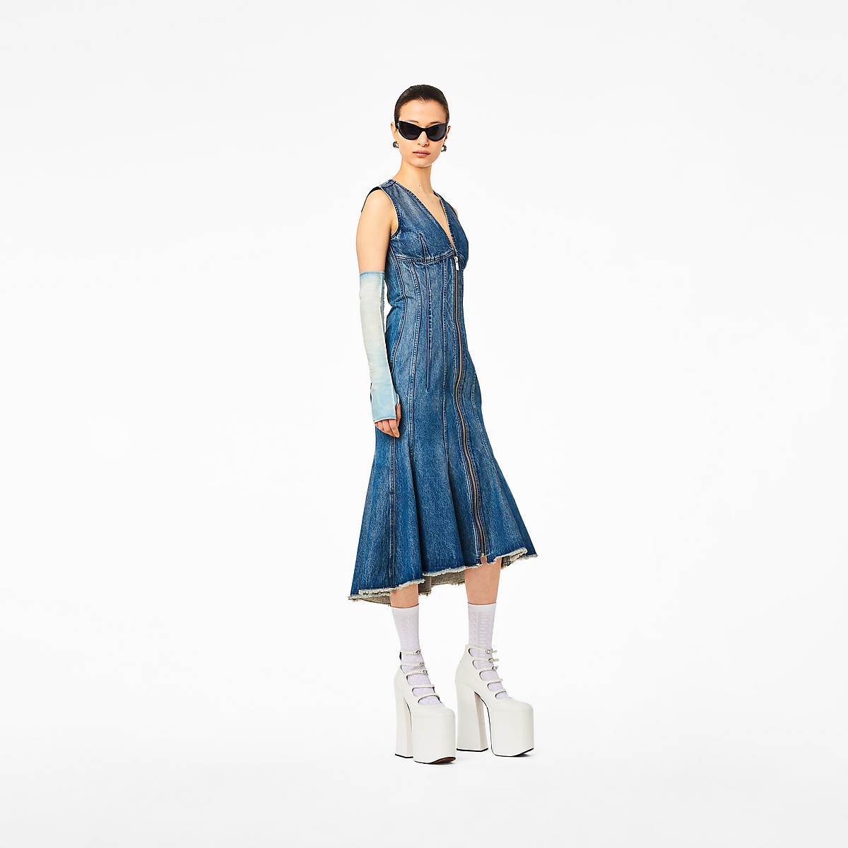 Women Marc Jacobs Wave Denim Dress Blue | UK MJ1796-T42