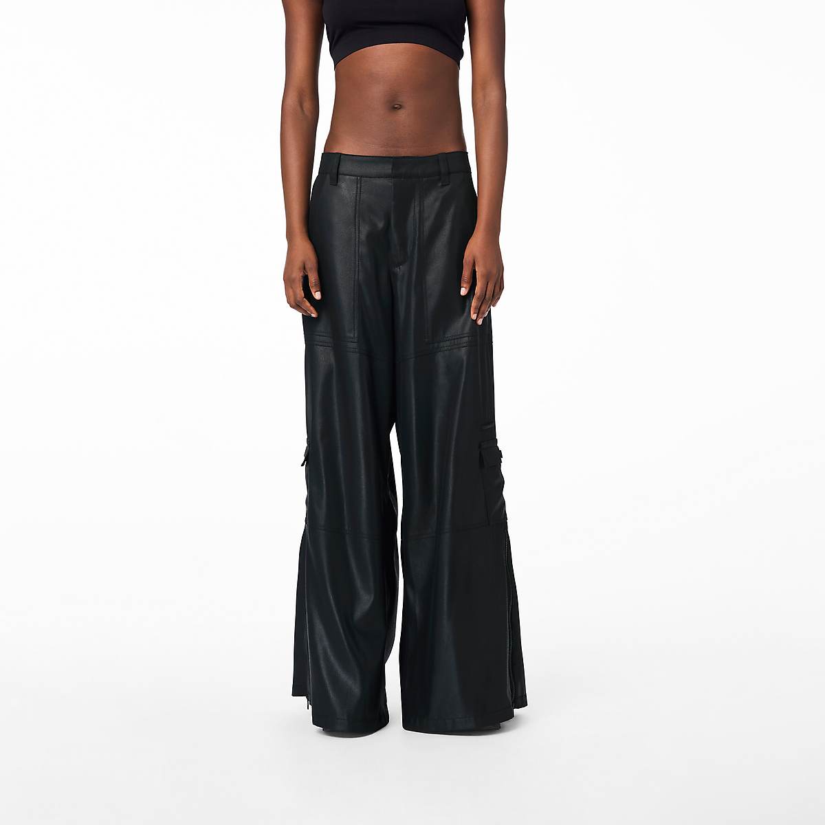 Women Marc Jacobs Wide Leg Cargo Trouser Pants Black Copper | UK MJ9864-E87