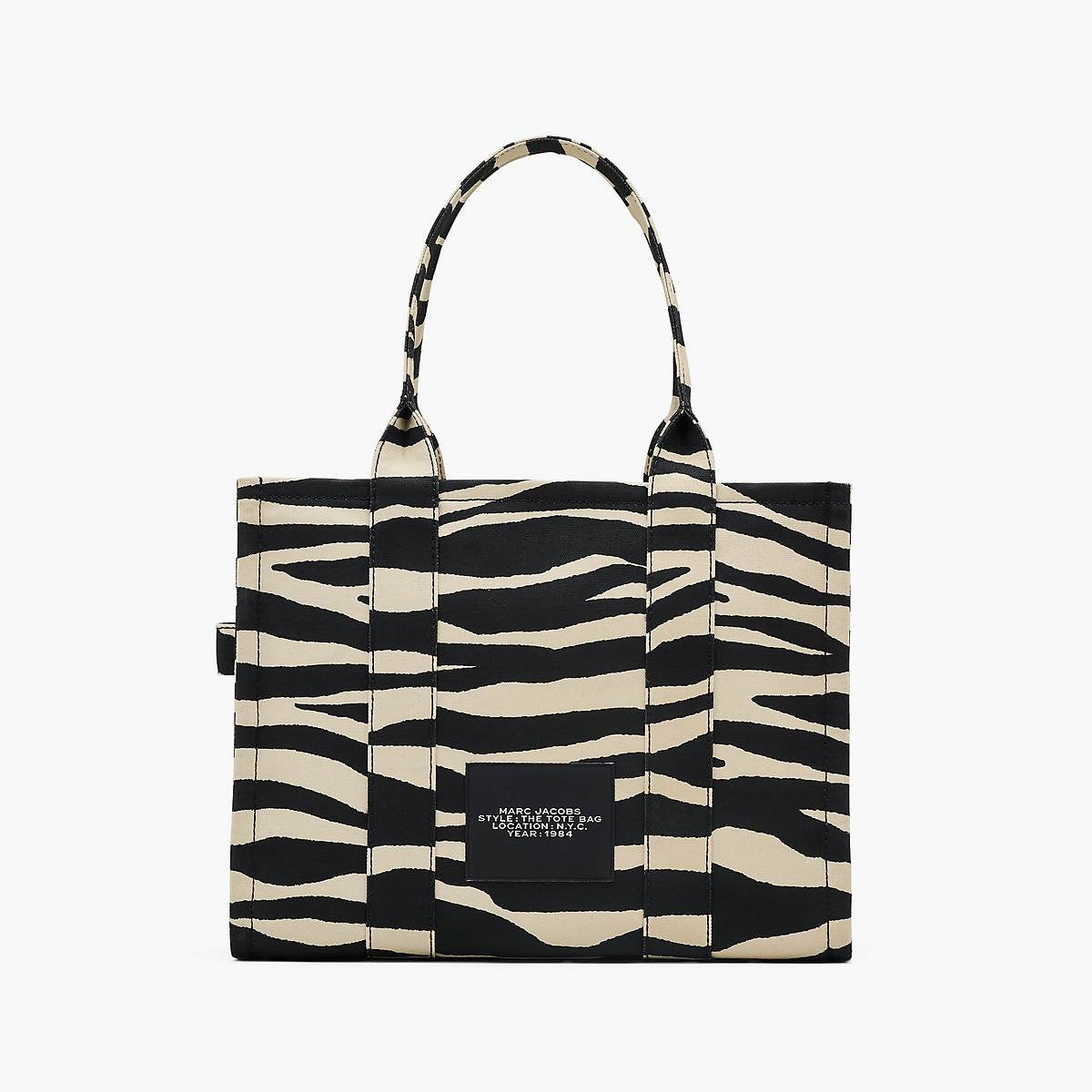 Women Marc Jacobs Zebra Canvas Large Tote Bags Black / White | UK MJ4271-S49