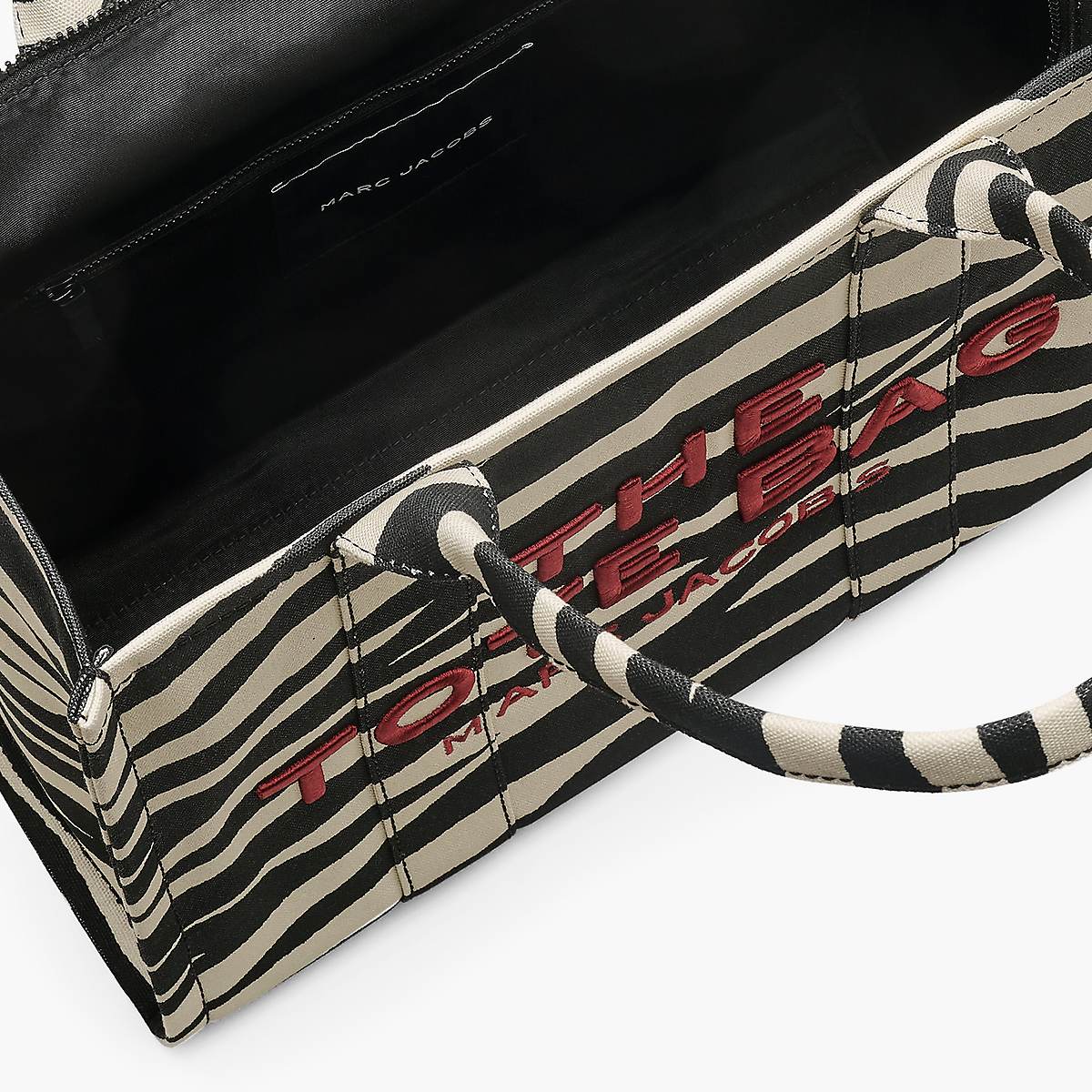 Women Marc Jacobs Zebra Canvas Large Tote Bags Black / White | UK MJ4271-S49