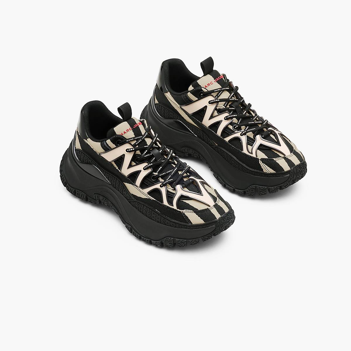 Women Marc Jacobs Zebra Canvas Lazy Hiker Trainers Black / White | UK MJ7634-W89