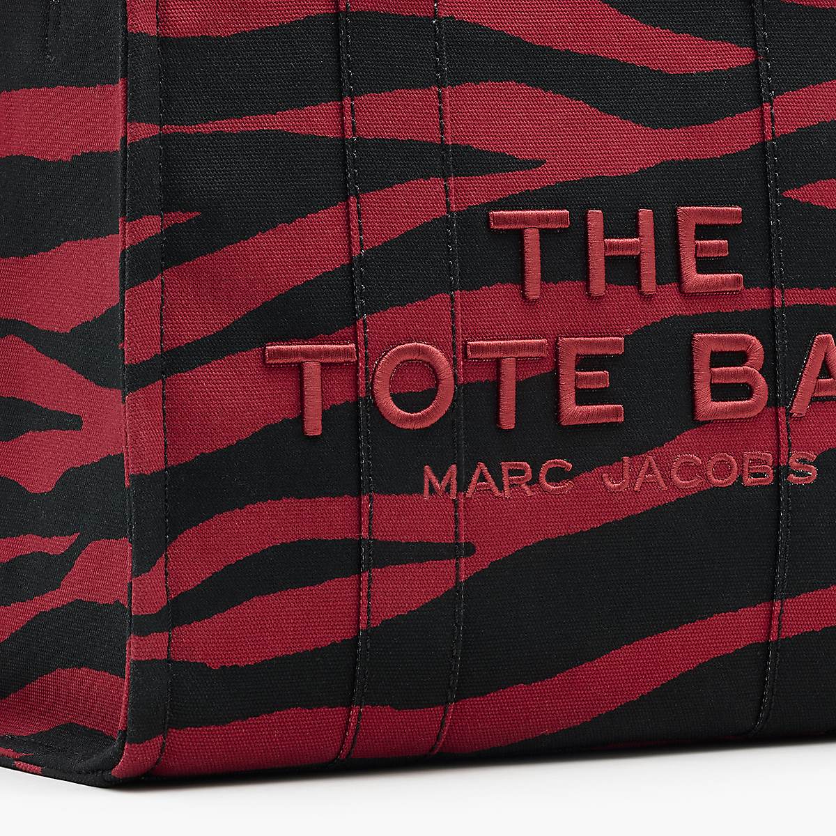 Women Marc Jacobs Zebra Canvas Medium Tote Bags Red / Black | UK MJ1327-X09