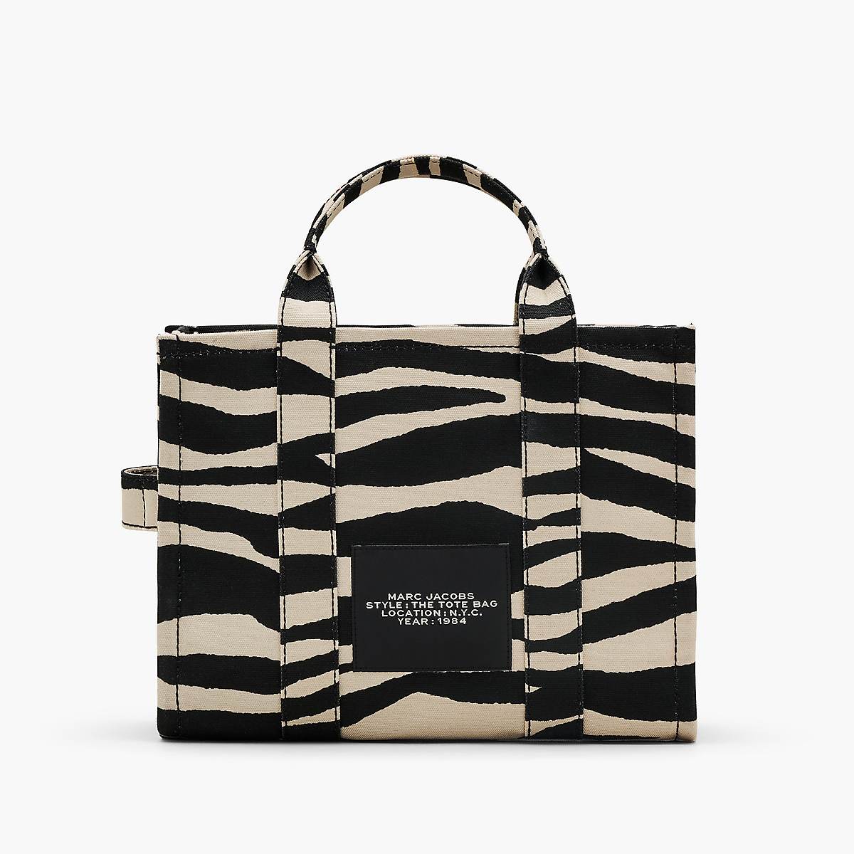 Women Marc Jacobs Zebra Canvas Medium Tote Bags Black / White | UK MJ0419-C75