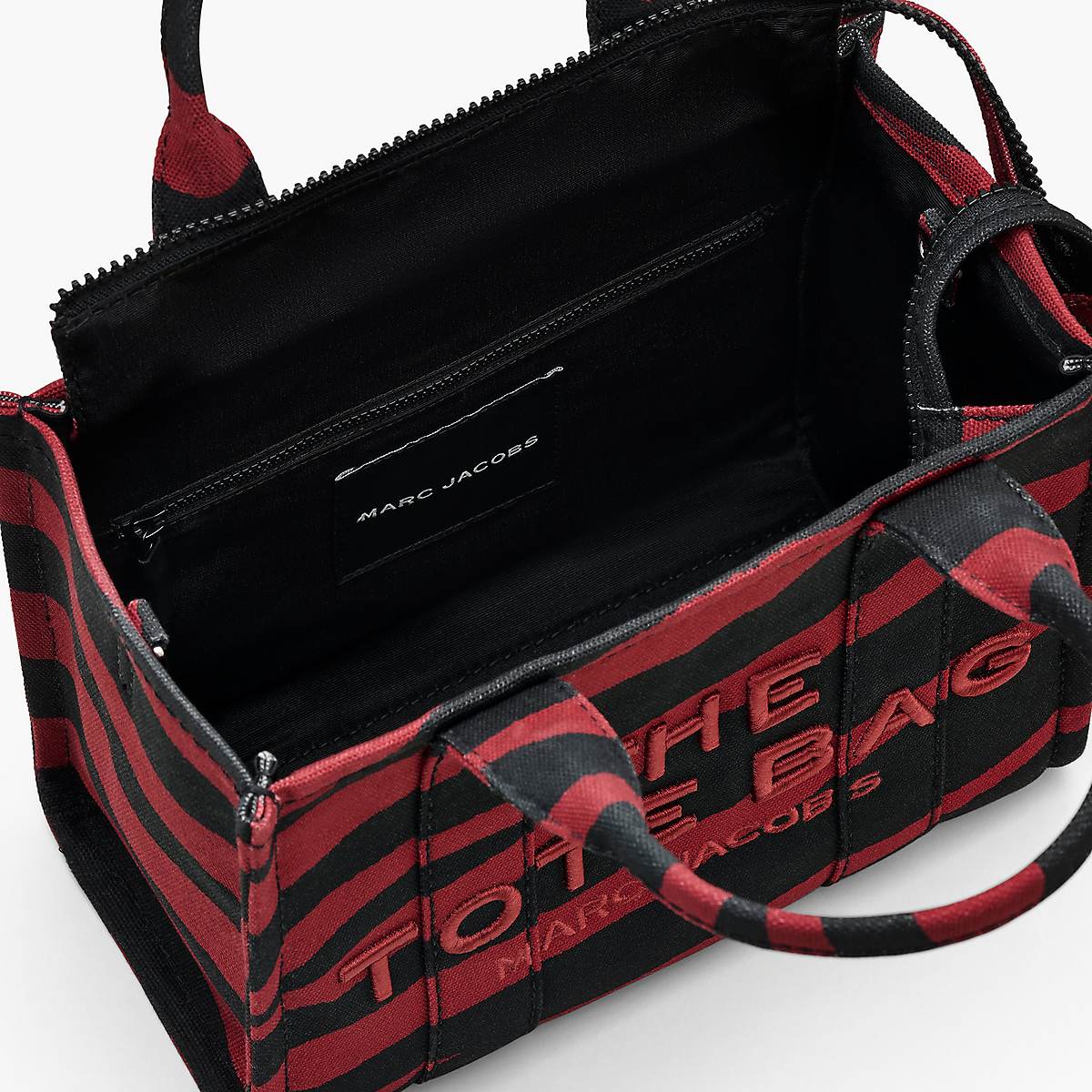 Women Marc Jacobs Zebra Canvas Small Tote Bags Red / Black | UK MJ6385-K03