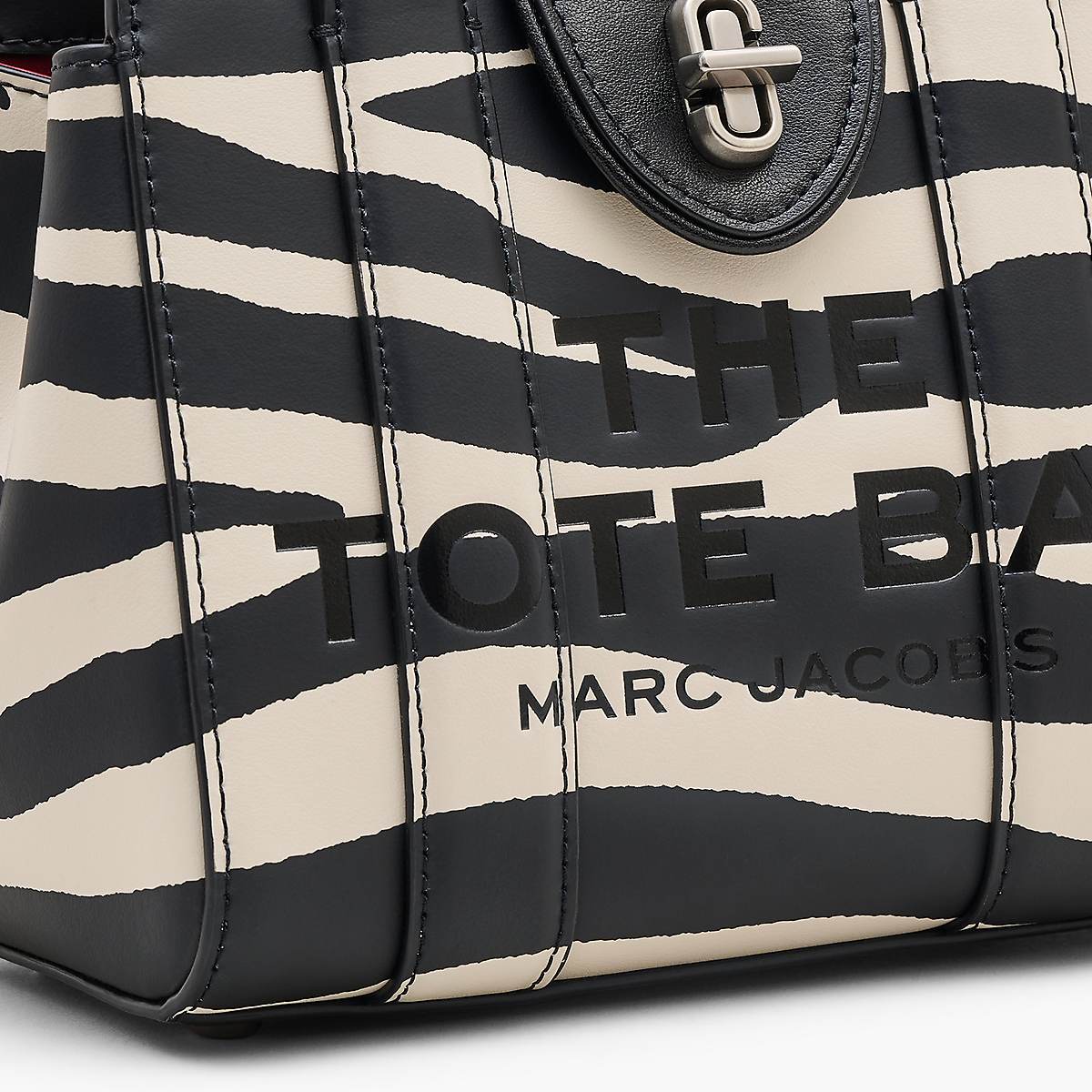 Women Marc Jacobs Zebra Turnlock Crossbody Tote Bags Black / White | UK MJ5134-F62