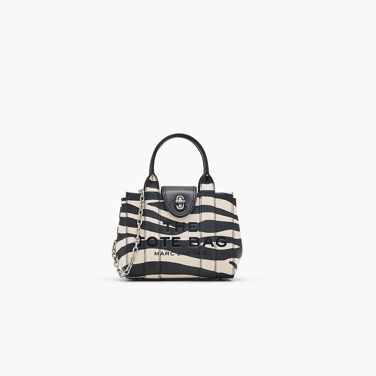 Women Marc Jacobs Zebra Turnlock Crossbody Tote Bags Black / White | UK MJ5134-F62