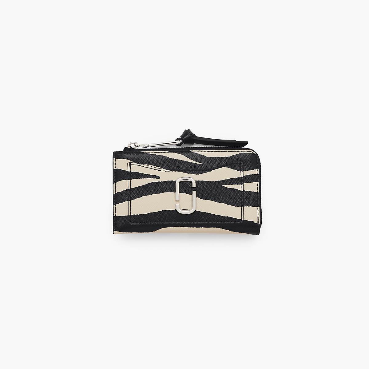 Women Marc Jacobs Zebra Utility Snapshot Top Zip Multi Wallets Black / White | UK MJ1095-J08